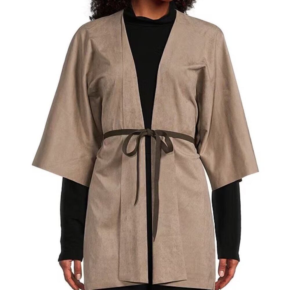 Bryn Walker Open Front Cardigan Women's Plus Size 3X Gray Open Front Made in USA